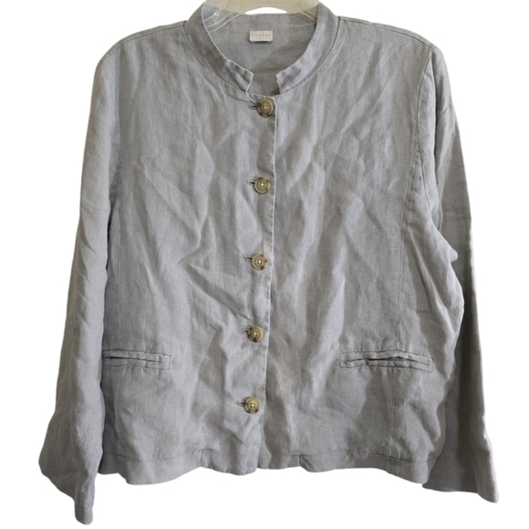 Poetry Boxy Jacket Garment-dyed Linen Jacket 12 Light Gray - Picture 2 of 8